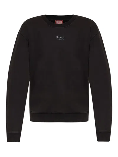 Diesel Logo-detail Crew-neck Sweatshirt In Black