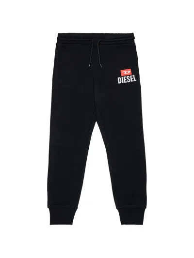 Diesel Kids' Logo-detail Drawstring Tracksuit Bottoms In Black