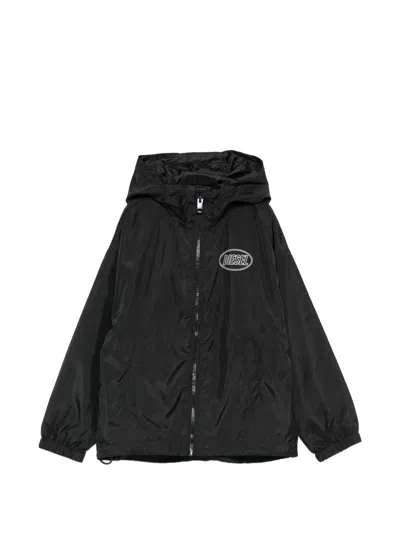 Diesel Kids' Logo-detail Hooded Jacket In Black