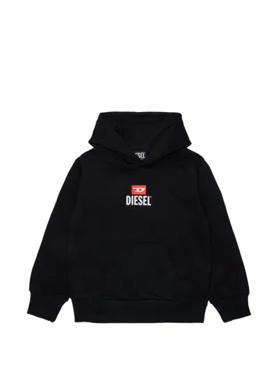Diesel Kids' Logo-detail Hoodie In Black
