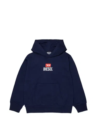Diesel Kids' Logo-detail Hoodie In Blue