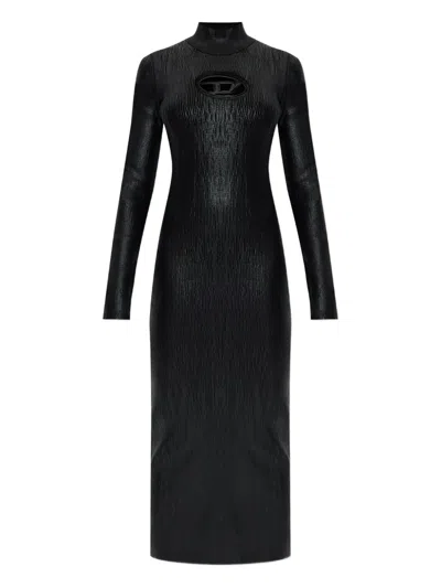 Diesel Logo-detail Ribbed Dress In Black