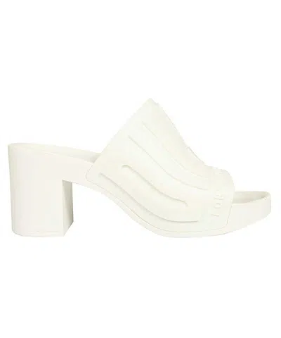 Diesel Logo Detail Rubber Mules In White