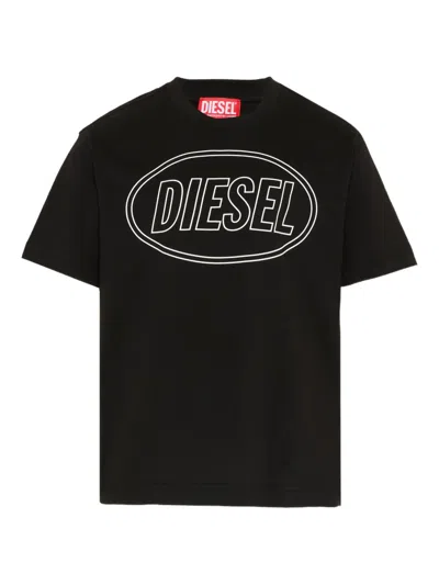 Diesel Kids' Logo-detail Short-sleeve T-shirt In Black