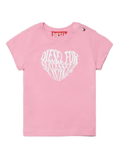 Diesel Babies' Logo-detail Short-sleeve T-shirt In Pink