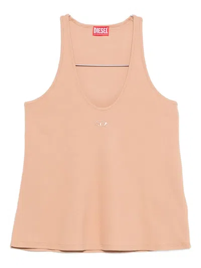 Diesel Logo-detail Tank Top In Brown