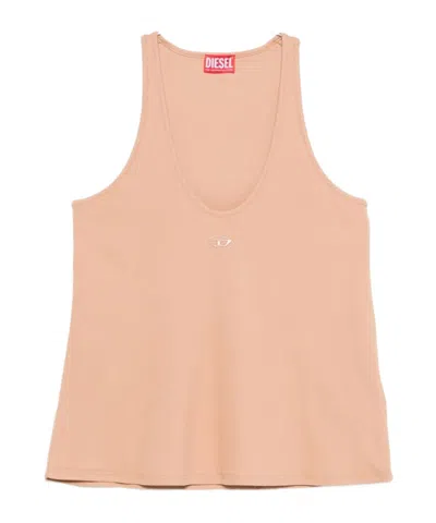 Diesel Logo-detail Tank Top In Brown