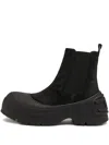 Diesel D-donald-chelsea Boots In Waxed Suede And Rubber In Black