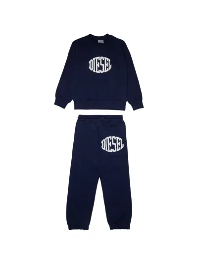 Diesel Kids' Logo-detail Tracksuit In Blue
