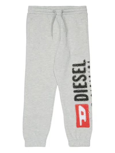 Diesel Kids' Logo-detail Tracksuit Bottoms In Gray
