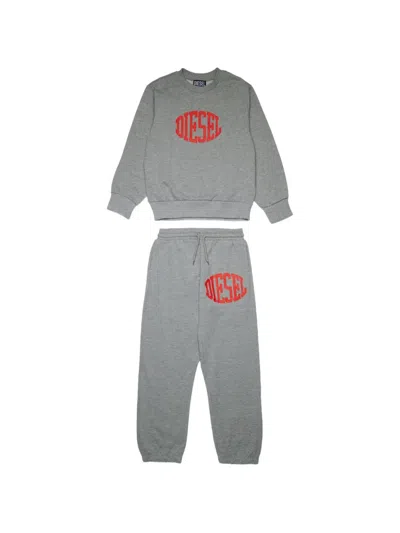 Diesel Kids' Logo-detail Tracksuit In Gray