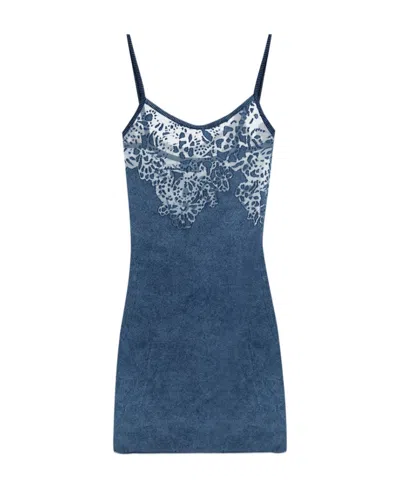 Diesel Logo Dress In Blue