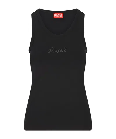Diesel Crystal-embellishment Tank Top In Black