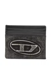 Diesel Logo-embossed Card Case In Black