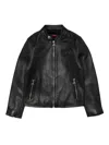 Diesel Logo-embossed Leather Jacket In Black