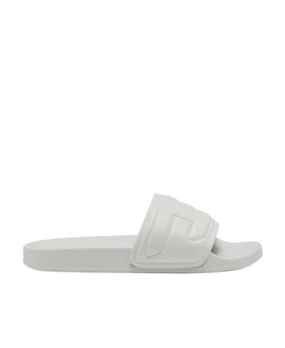 Diesel Logo-embossed Slides In White
