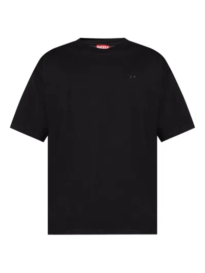 Diesel Logo-embroidered Back-print T-shirt In Black