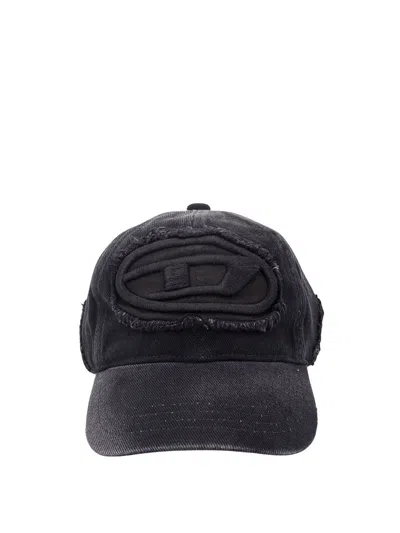 Diesel Logo Embroidered Baseball Cap In Black