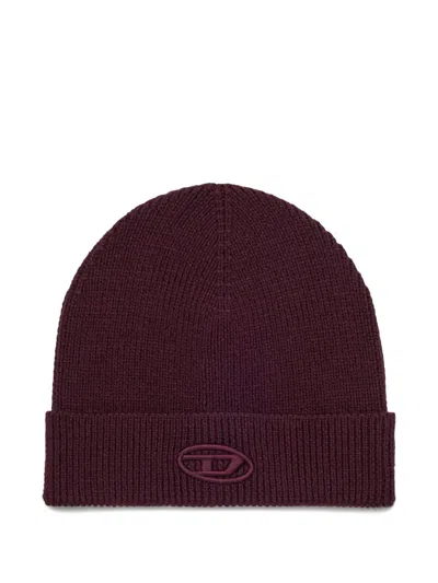 Diesel Kids' Logo-embroidered Beanie In Brown