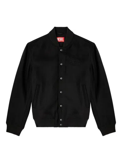 Diesel Bomber Jacket With Embroidered Logo In Black