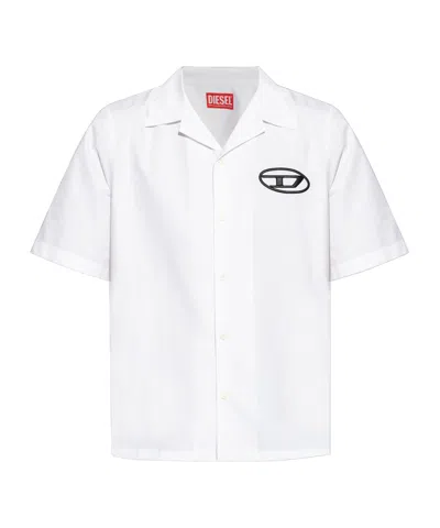DIESEL LOGO EMBROIDERED BOWLING SHIRT