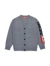 Diesel Logo-embroidered Cardigan In Grey
