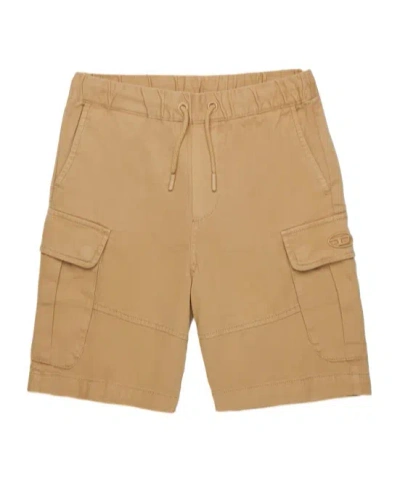 Diesel Logo-embroidered Cargo Bermuda Shorts In Nude