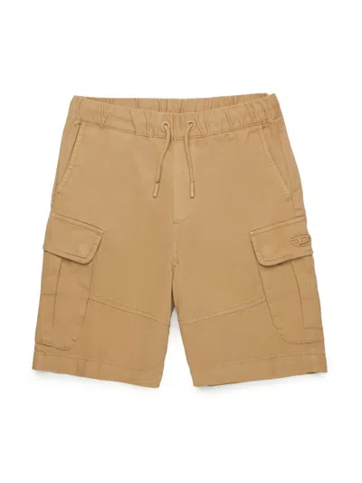 Diesel Kids' Logo-embroidered Cargo Shorts In Neutrals