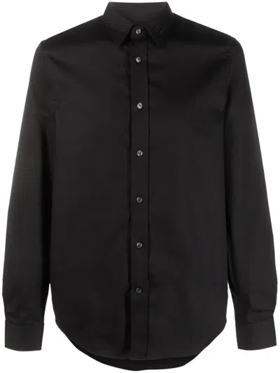 Diesel Logo-embroidered Cotton Shirt In Black