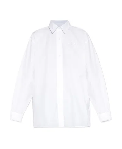 Diesel Logo-embroidered Cotton Shirt In White