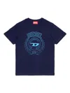 Diesel Logo-embroidered Cotton T-shirt In Blue