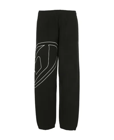 DIESEL DIESEL OVAL-D LOGO EMBROIDERED TRACK PANTS