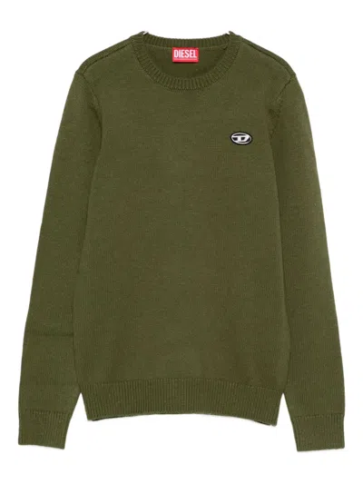 Diesel Babies' Logo-embroidered Crew-neck Sweater In Green