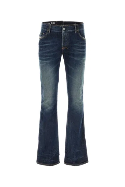 Diesel Logo Embroidered Flared Jeans In Blue