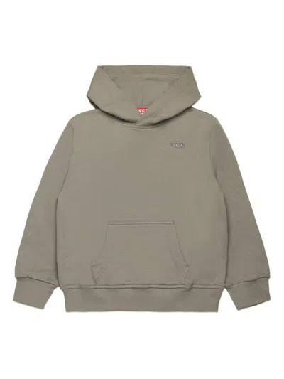 Diesel Kids' Logo-embroidered Hoodie In 灰色