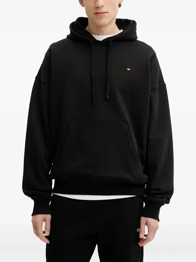Diesel Logo-embroidered Hoodie In Black