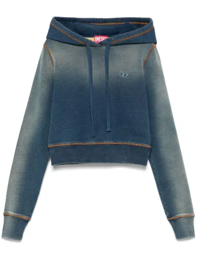 Diesel Women `f-slimmy-hood-q1` Cropped Hoodie In Blue