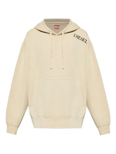 Diesel Logo-embroidered Hoodie In Neutral
