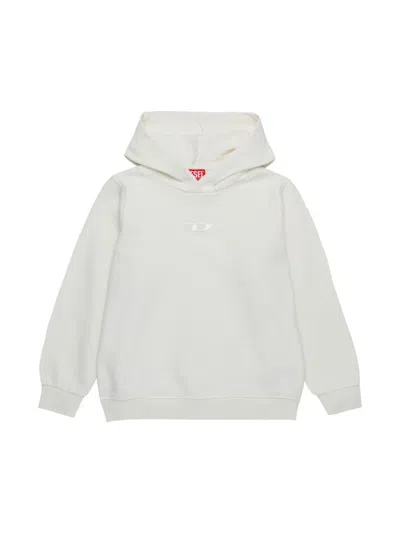 Diesel Kids' Logo-embroidered Hoodie In Grey
