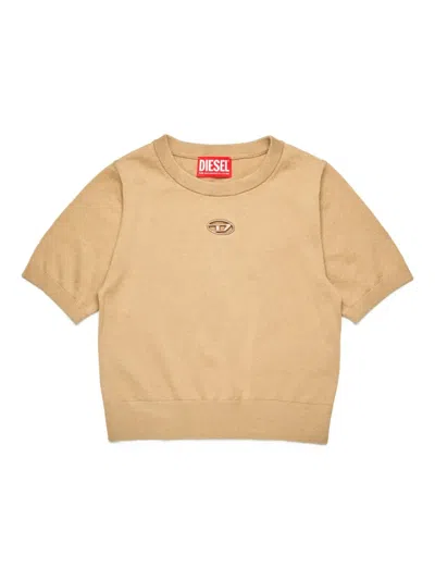 Diesel Kids' Logo-embroidered Jumper In Neutrals