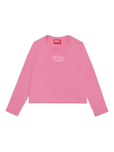 DIESEL LOGO-EMBROIDERED LONG-SLEEVE T-SHIRT