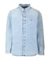 Diesel D-simply Logo-embroidered Denim Shirt In Blue
