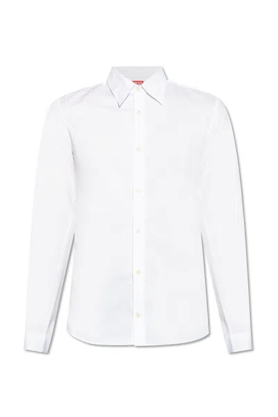 Diesel S-benny-cl Logo-embroidered Shirt In White