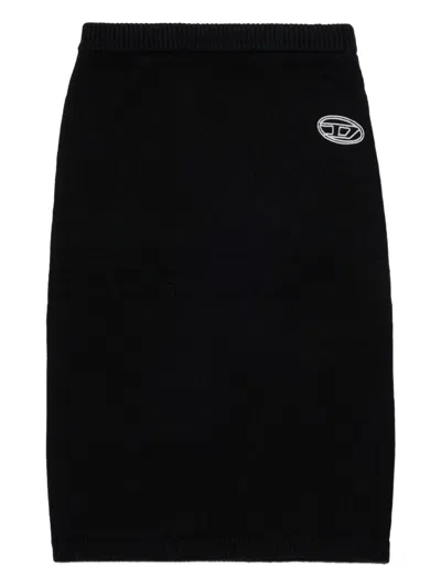 Diesel Kids' Logo-embroidered Midi Skirt In Black