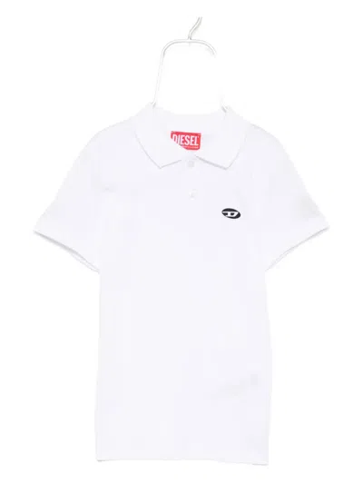 Diesel Kids' Logo-embroidered Polo Shirt In White