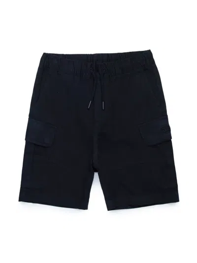 Diesel Kids' Logo-embroidered Shorts In Black