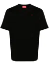 Diesel Ribbed Cotton Crew Neck T-shirt In Black