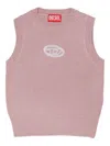 Diesel Logo-embroidered Vest In Pink