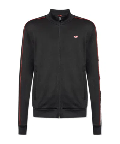 DIESEL LOGO-EMBROIDERED ZIP-UP CARDIGAN