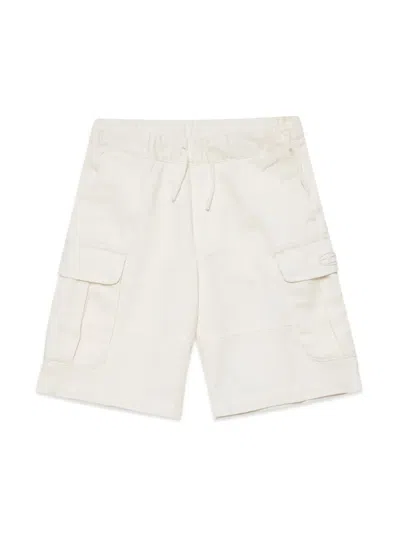 Diesel Kids' Logo-embroidery Cotton Shorts In Ivory